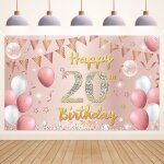 Decoration anniversaire 20 ansor rose 20 ans banderole joyeux anniversaire f�te photographie pour 20 ...