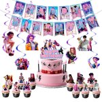 Decoration anniversaire 2026 garcon fille jzsh 4 pieces guirlande spirales pics gateau theme fan