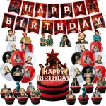 Decoration anniversaire 2026 jzsh 5 pieces guirlande spirales ballons pics gateau theme ambiance