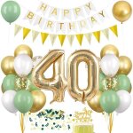 D�coration anniversaire 40 ans ballon 40 xxl vert et or kit ballon guirlande happy birthday deco banni�re ...