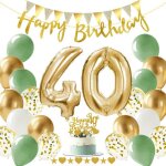 Decoration anniversaire 40 ans setballons anniversaire r�tro vert orbanderole joyeux anniversaire pour ...