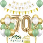 D�coration anniversaire 70 ans ballon 70 xxl vert et or kit ballon guirlande happy birthday deco banni�re ...