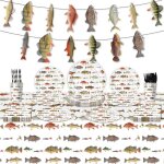 D�coration anniversaire p�che 2026 jzsh assiettes guirlande serviettes th�me pecheur