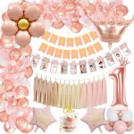 D�corations danniversaire pour filles avec banni�re photo du mois de b�b�ballon chiffre 1ballons confettis ...