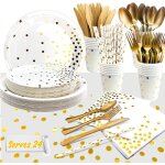 Dcoration de fte danniversaire blanc or vaisselle vaisselle de fte decoration anniversaire ensemble ...