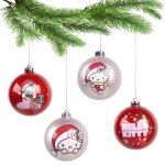 Décoration de fête - hello kitty - set de boules de noël - 4 pièces - plastique - rouge Décoration de fête - hello kitty - set de boules de noël - 4 pièces - plastique - rouge