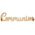 D�coration mot communion bois 27x2. 5x6. 5cm or