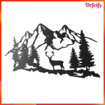 D�coration murale - akozon - rustique - cerf montagne et arbre - m�tal noir - 34x17 cm