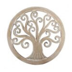 Décoration murale arbre de vie - bois sculpté blanc cérusé - ø40cm Décoration murale arbre de vie - bois sculpté blanc cérusé - ø40cm