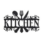 D�coration murale - art mural en m�tal - plaque de cuisine - noir - 35 x 21 cm - suspendue