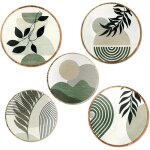 D�coration murale boh�me en bois - suteo - 5 pi�ces - ronde - vert - 20x25 pouces - 25x30 pouces - sans ...