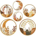D�corations murales boh�mes - suteo - lot de 6 - ronde - boho - pr�te � accrocher - bois - motifs botaniques ...