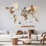 Carte du monde en bois 3d multicolor l (150 * 100 cm) creatifwood - dcoration murale