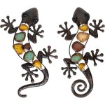 D�coration murale - m�tal - salamandre - 2 pcs - l�zard - contemporain - asym�trique