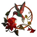 D�coration murale - fer forg� - oiseau colibri - ronde - vintage - suspendue 25x25cm