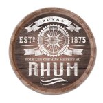 Dcoration murale - r - tonneau de rhum - bois massif - vintage - rond - 30 cm