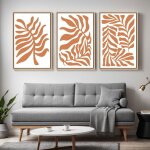 D�coration murale triptyque tableaux botaniques abstraits terracotta moderne - 41x61cm - cadre flottant ...