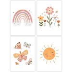 D�coration murale - xvx - lot de 4 tableaux - motifs pastel - 21x30 cm - pour chambre denfant