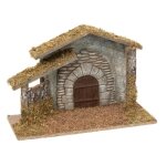 Crche de nol vide en bois et rsine - marron - l 20 x p 12 x h 30 cm