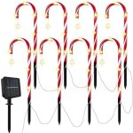 Dcoration de nol extrieur lumineuse - aqsacokiya - lot de 8 canne lumires sucre dorge - nergie solaire ...