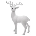 D�coration de no�l - atmosphera - renne debout - h 47 cm - blanc floqu� - polystyr�ne