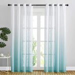 D�coration voilages de fen�tre - lot de 2 rideaux panneaux voile en lin motif de croix avec couleur d�grad� ...