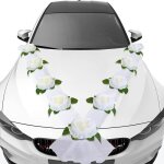 Dcoration voiture mariage - zgeer - set 9 roses artificielles + 2 tulles blancs - 200cm - mixte - adulte ...