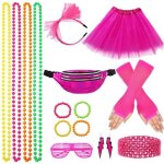 Dguisement anne 80 accessoire femme annes 80s disco costume vetement fte non tutu fluo rouge