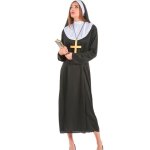 Dguisement bonne soeur femme adulte - noir et blanc - robe et coiffe en polyester