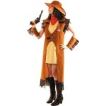 Dguisement calamity jane femme - costume far west avec chapeau robe manteau foulard et manchettes