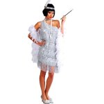 Dguisement charleston argent - femme - bandeau tour de cou et robe - taille m / l