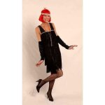 Dguisement charleston noir femme - robe avec franges manchettes et bandeau de cheveux - taille 40 - ...