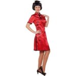 Déguisement chinoise - femme - rouge - effet satiné - robe courte - caractères asiatiques Déguisement chinoise - femme - rouge - effet satiné - robe courte - caractères asiatiques