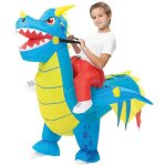D�guisement costume gonflable dragon enfant taille unique bleu turquoise ciel marine