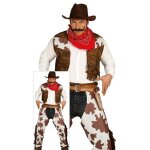 D�guisement de cowboy - gilet adulte m blanc - marron et blanc - franges - couvre?pantalon