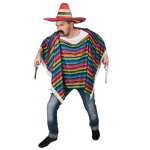 Dguisement - deguise toi - poncho de mexicain multicolore  franges adulte - tissu souple - taille unique ...