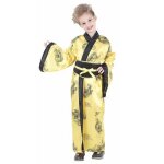 D�guisement enfant luxe chinoise fille - taille m - jaune et noir - motif asiatique