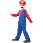 Dguisement enfant mario - costume 1 pice et casquette - taille 2 / 4 ans - rouge et bleu