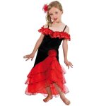 Dguisement espagnole fille - chaks - taille 5 / 6 ans - robe rouge et noire - accessoire peigne avec ...