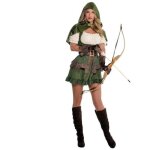 D�guisement femme robin des bois - amscan - robe verte et marron - accessoires inclus