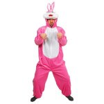 Dguisement homme lapin - animaux - rose et blanc - taille unique - polyester