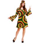 Dguisement - hippie - jamacaine - femme - adulte - noir jaune rouge vert