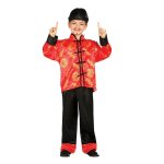 D�guisement mandarin traditionnel gar�on 3 / 4 ans - asie - polyester - rouge - normes ue