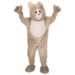 Deguisement mascotte adulte chat gris luxe - combinaison maxi tete animal chaussons - taille unique - ...