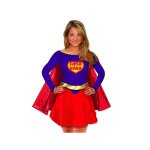 D�guisement super nana - costume enfant - jupe tunique ceinture masque cape - blanc