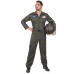 Dguisement de pilote davion homme - m - combinaison kaki avec cussons et lunettes aviateur