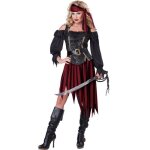 D�guisement pirate des oc�ans - california costume - femme - polyester - noir et rouge