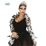 Dguisement plume boa noir et blanc pour adulte - 180 mtres