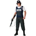 Dguisement de police - atosa - gilet bleu - costume adulte - 100% polyester - lot de 12