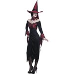 Déguisement sorcière méchante adulte m - halloween - rouge et noir - robe chapeau et collier Déguisement sorcière méchante adulte m - halloween - rouge et noir - robe chapeau et collier